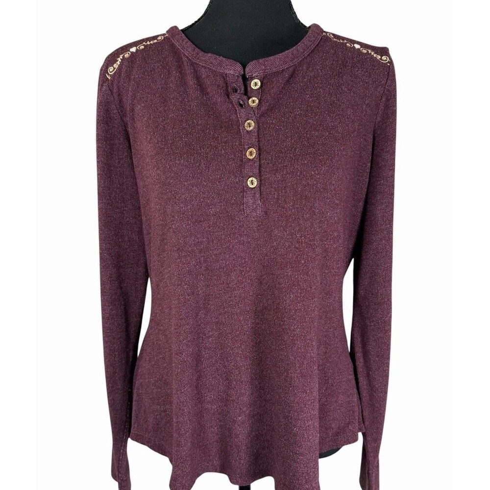 Alp N Rock Henley Long Sleeve Embroidered Top Shirt Large Outdoor Hiking Thermal